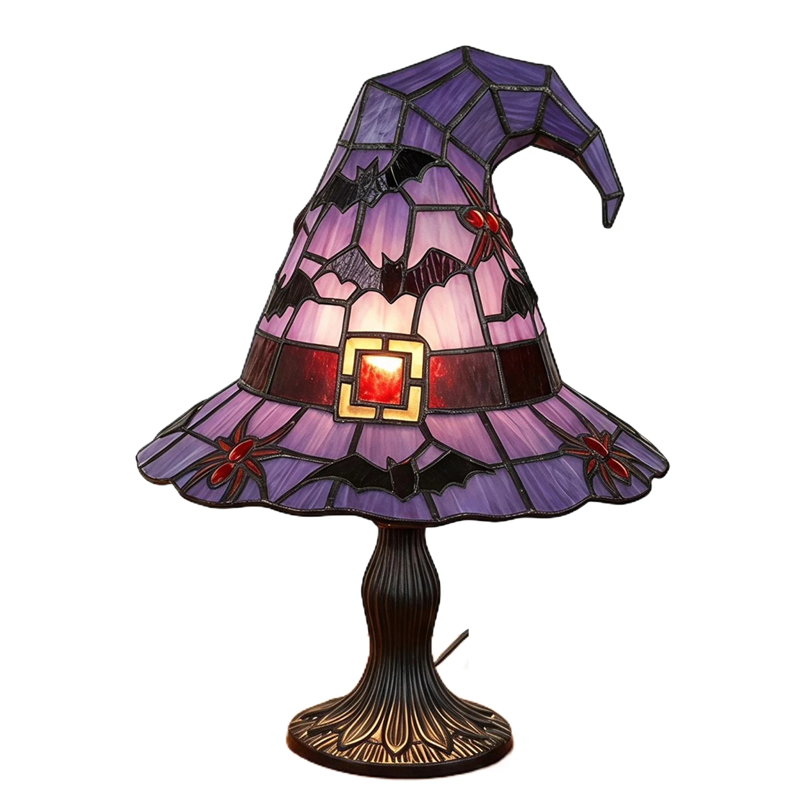 Witch Hat Lamp Multifunctional Handcrafted Retro Resin Witch Lamp Wear Resist Halloween Tabletop Lamps for Bedroom Bookshelf