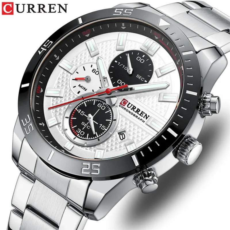 

CURREN 8417 Casual Men's Water-resistant Watch, Six-hand Multifunctional Fashion Two-tone Steel-strap Wristwatch