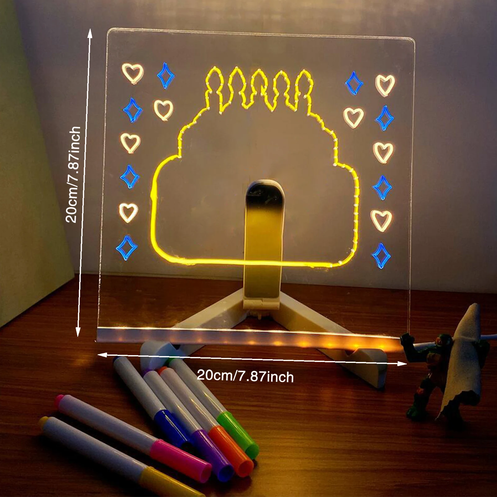 لوحة ملاحظات متوهجة مع 7 أقلام ملونة، لوحة رسم ملونة يمكنك صنعها بنفسك مع حامل قابل للتعديل لهدايا عيد الميلاد وأعياد الميلاد للأطفال #6