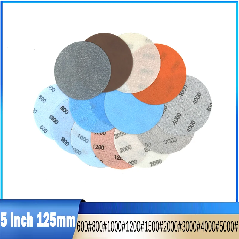 2~10Pc 5 Inch 125mm FV Superfine Sandpaper Wet/Dry Hook&Loop Auto Body Film Sanding Disc Paint Abrasive Sandpaper 600~5000 Grit