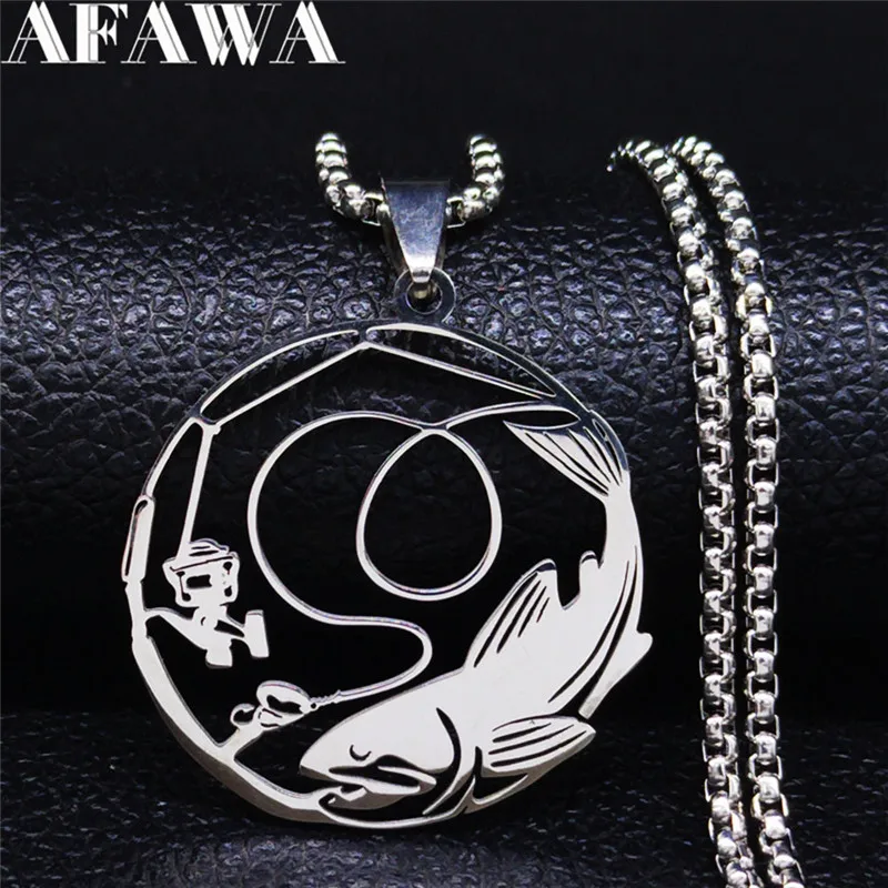 

2025 Fishing Stainless Steel Chain Necklace for Men/Women Sport Necklaces & Pendants Jewelry Collares Mujer N1052S01