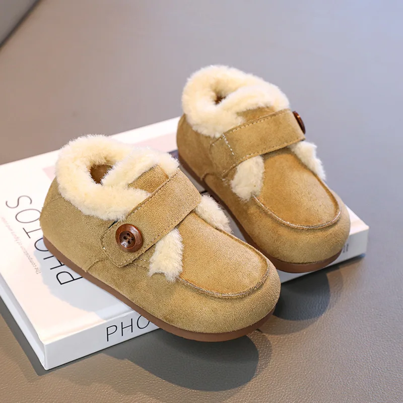 

2025 зимние флисовые ботильоны для девочек, теплая нескользящая детская хлопковая обувь на мягкой подошве, детские повседневные зимние короткие ботинки для детей от 3 до 10 лет