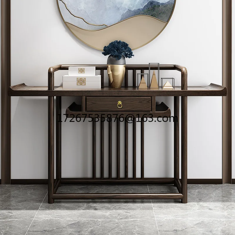 

New Chinese-style solid wood entrance table, living room partition entrance cabinet case, simple end view table, zen table