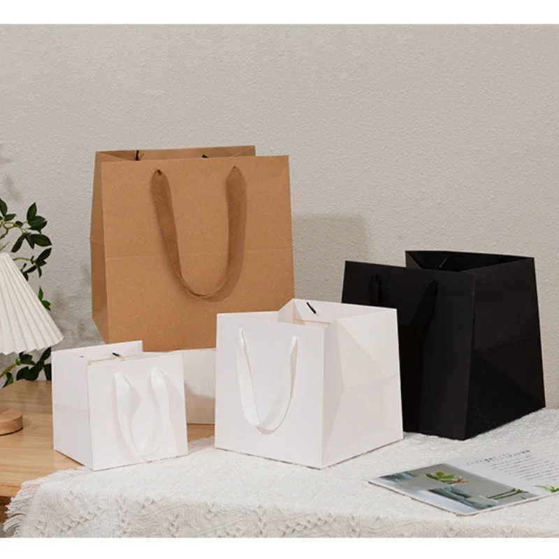 Fashion Multifunctional Square Carrying Paper Bag Holiday Gift Packaging Bag Shopping Bag Wedding Party Holiday Supplies