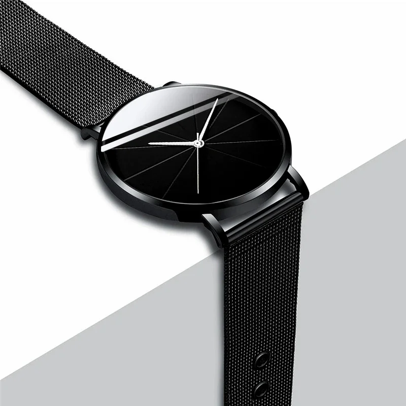 Minimalistische mode herenhorloges heren luxe zakelijke klok ultradunne legering mesh riem quartz polshorloge relogio masculino