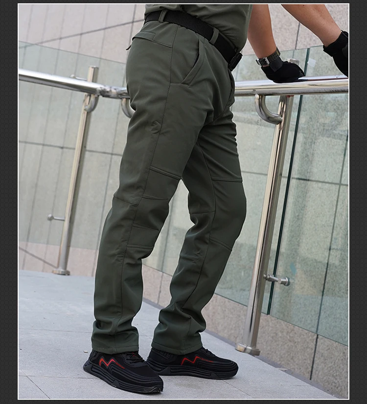 TRVLWEGO Dicke, warme Fleece-Wanderhose für Herren, Winter, winddicht, für den Außenbereich, Softshell, Regen, Trekking, Camping, Skihose – Detail 5