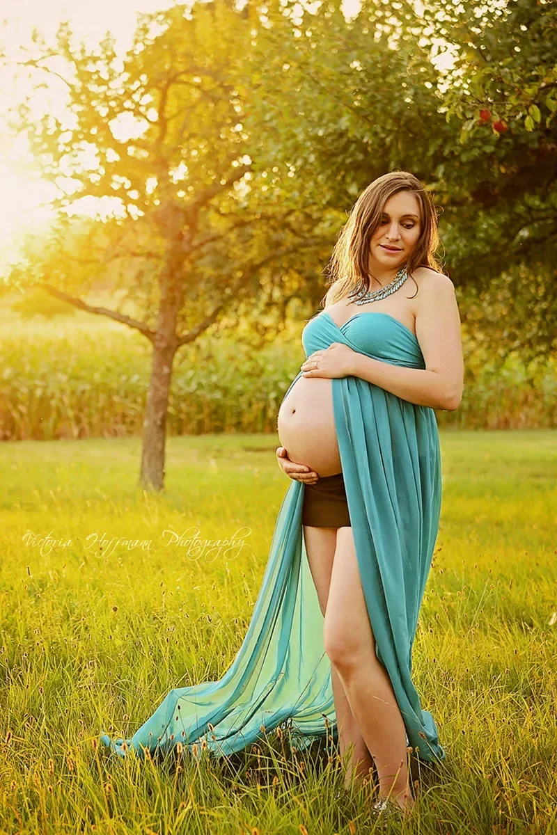 Maxivestido de maternidad con abertura frontal sin hombros para fotografía, accesorios de verano para playa, vestido de embarazada para sesión de fotos