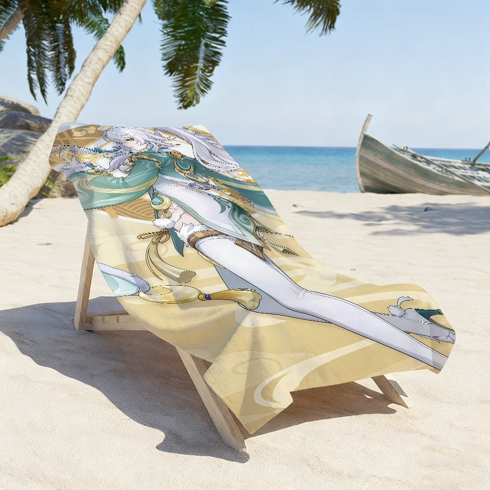 Game Genshin Impact Zibai Towel Sports Quick Dry Travel Camping Gear Sandproof Soft Light Large Beach Towel