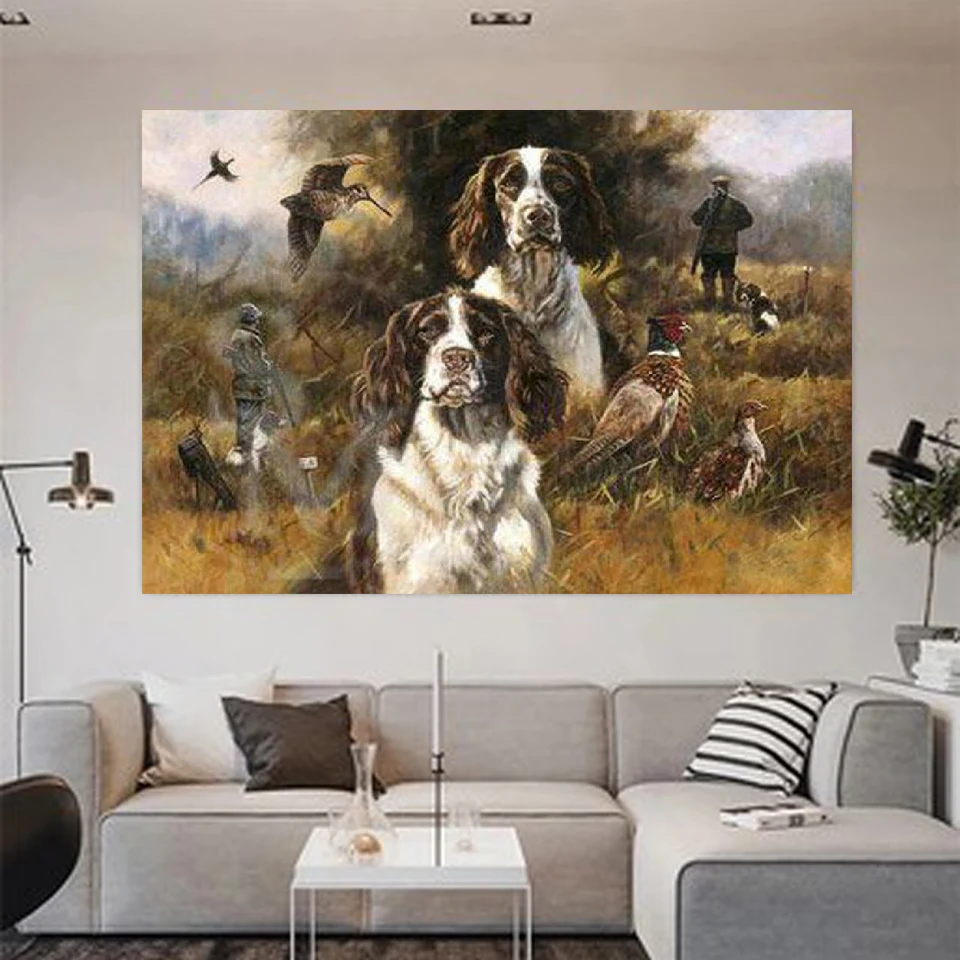 Full Square Round Drill 5d Diy Diamond Painting English Springer Spaniel Hunter Diamond Embroidery Cross Stitch Diamond Mosaic