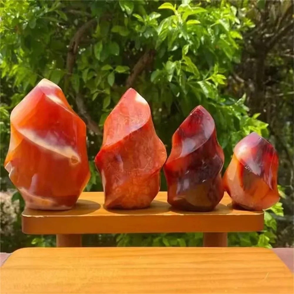 Red Agate Torch Crystal Flame Natural Carnelian Quartz Gemstone Free Form Fire Crystals Healing Reiki Meditation Stone 1Pc