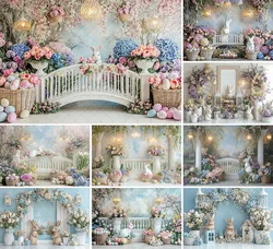 Mehofond Photography Background Spring Easter Garden Floral Rabbit Kids Birthday Cake Smash Portrait Decor Backdrop Photo Studio