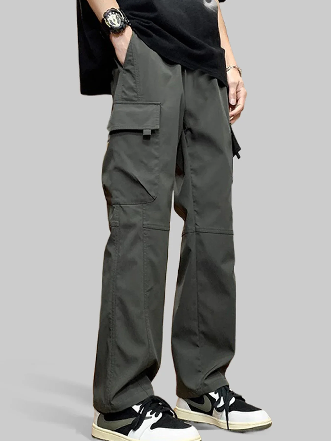 

LIBIELIY Multi Flap Pockets Men's Straight Leg Cargo Pants Loose Casual Outdoor Pants Men's Work Pants For Hiking Tactical