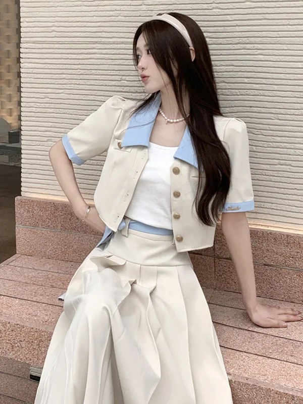 

Летний ор Све irt Топ Плиссированная юбка с высокой талией Комплект из двух предметов плюс размер Женский модный утягивающий длинный ансамбль Dr Ensemble