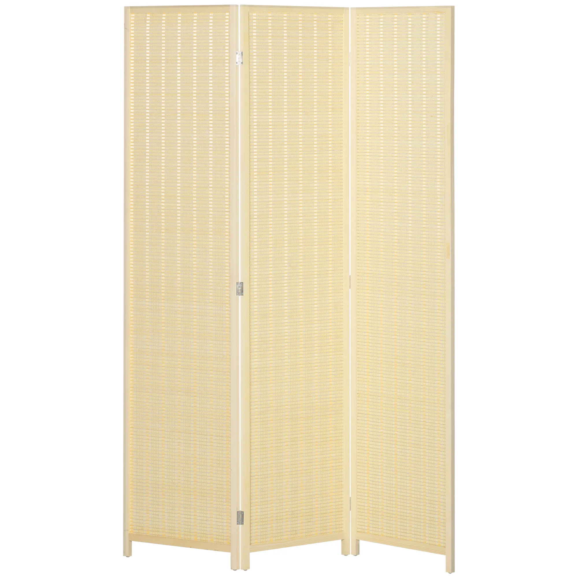HOMCOM binnenruimteverdeler 3 panelen 135 x cm Opvouwbare kamerverdeler Pareboard voor woonkamer slaapkamer huis, Natuurlijk drinkbaar