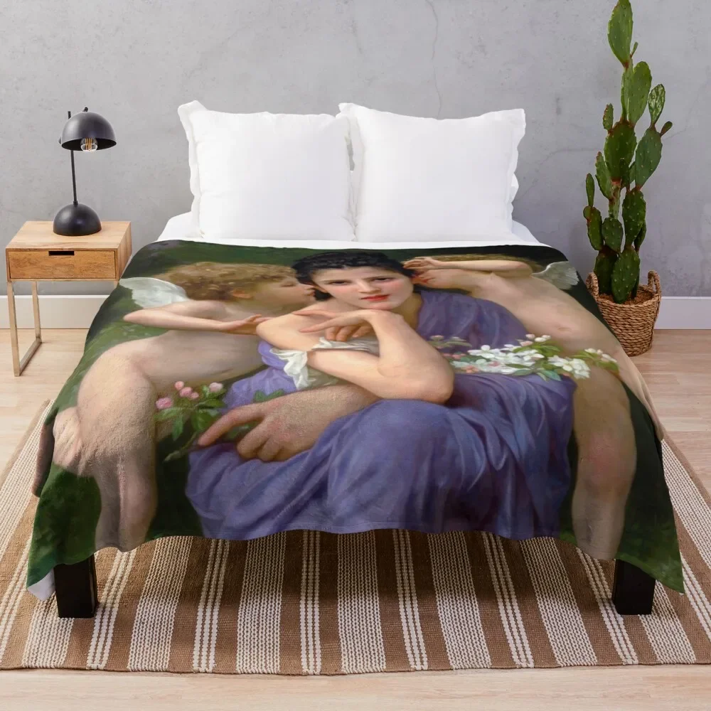 

Songs of Spring by Bouguereau Throw Blanket Soft Beds Decorative Beds sofa bed Blankets