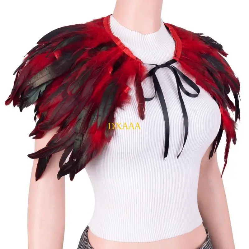DXAA Colorida envoltura hombro plumas para mujer Cosla cosplay encogimiento hombros para celebraciones cosplay y