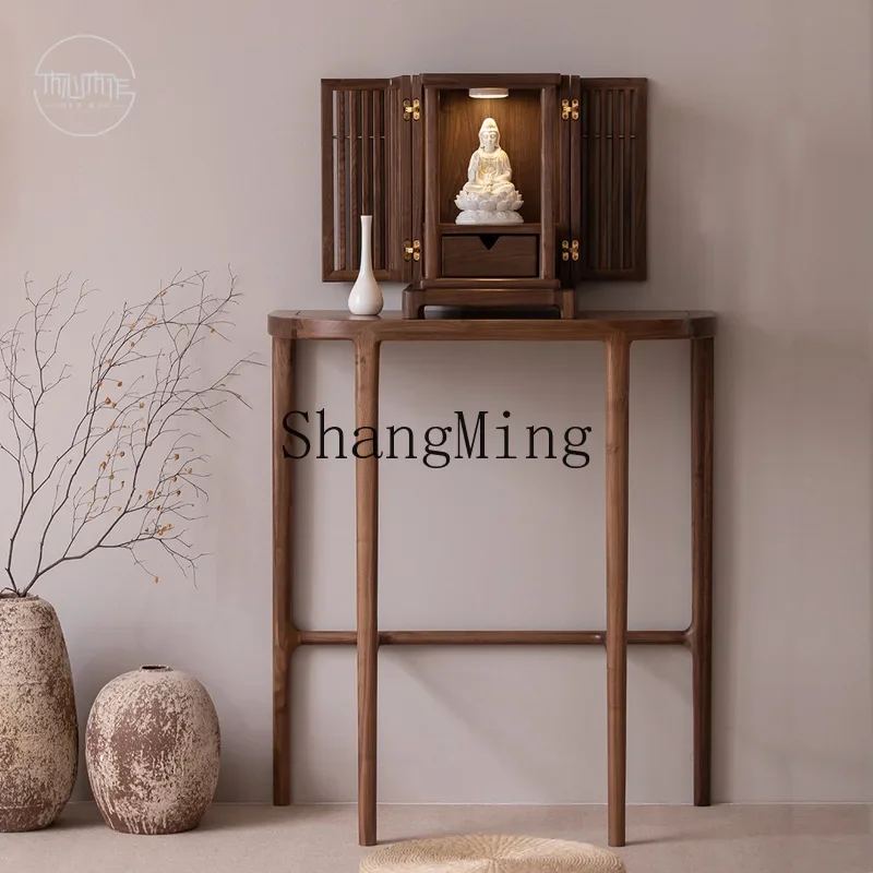 

SM black walnut casket modern light luxury offering table Chinese vertical cabinet Guanyin offering table
