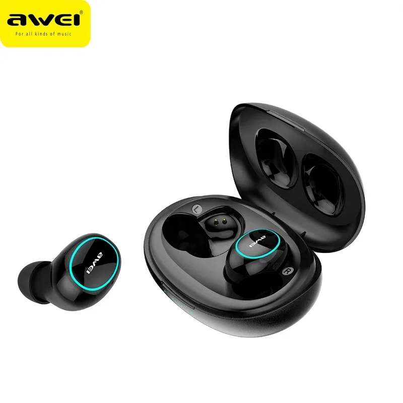 Awei T60 Mini In-ear Earbuds Sports Wireless Headphones With RGB Light 5.3 Bluetooth Earphones Hifi HD Voice Call Headset Gamer