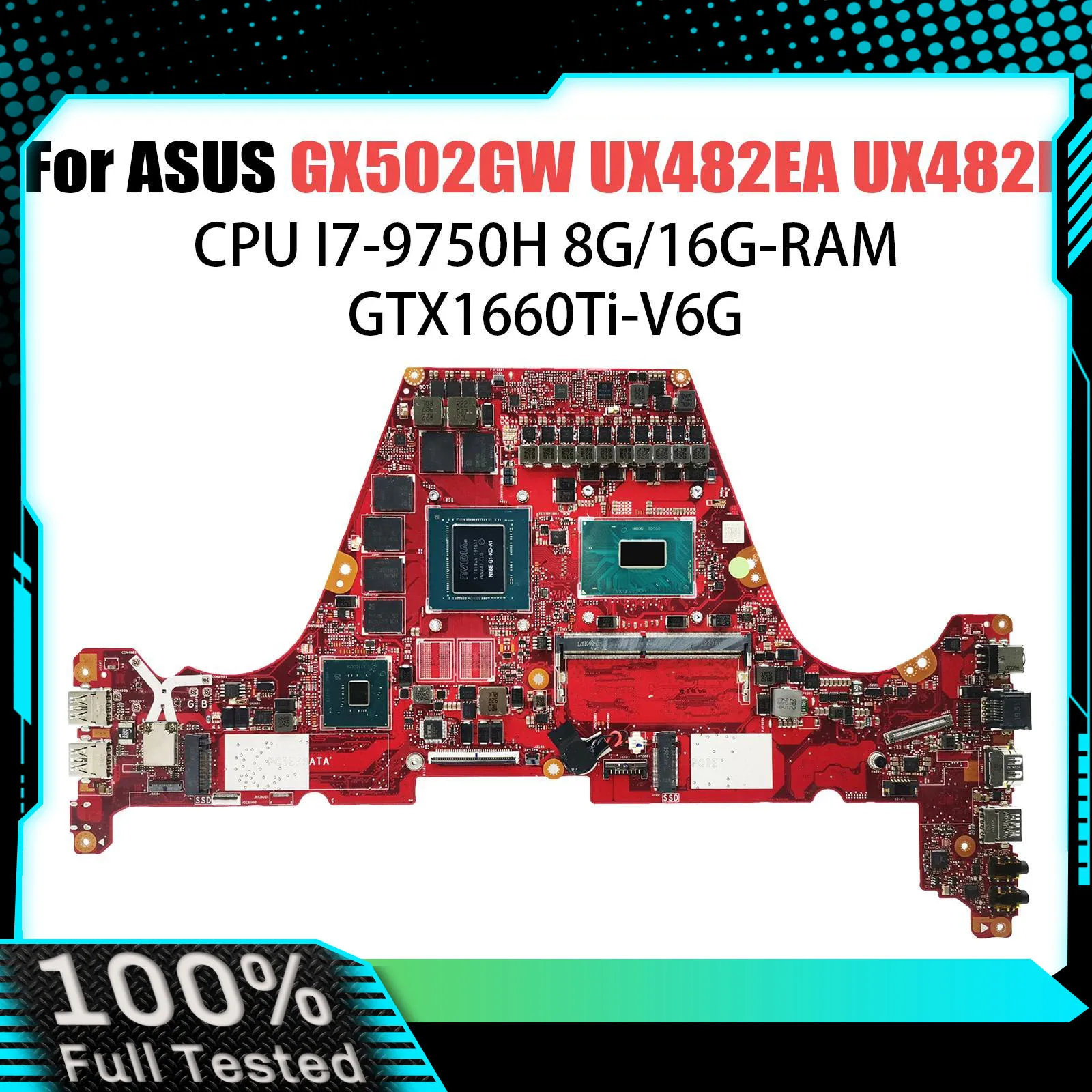 

Материнская плата GX502GW для ASUS ROG Zephyrus GX502GU GX502GV, материнская плата для ноутбука i5-9300H i7-9750H RTX2060/6G RTX2070/8G 16 ГБ/ОМ