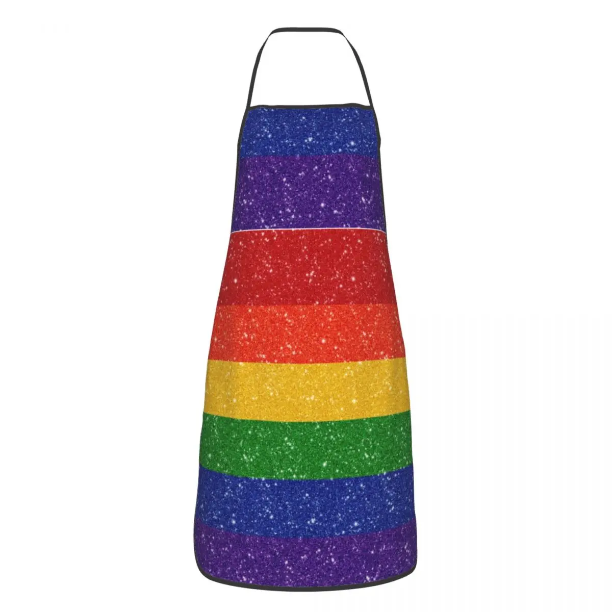 Custom Faux Glitter Rainbow Pride Flag Bib Aprons Unisex Chef LGBT Gay Lesbian Tablier Cuisine for Cooking Baking Gardening