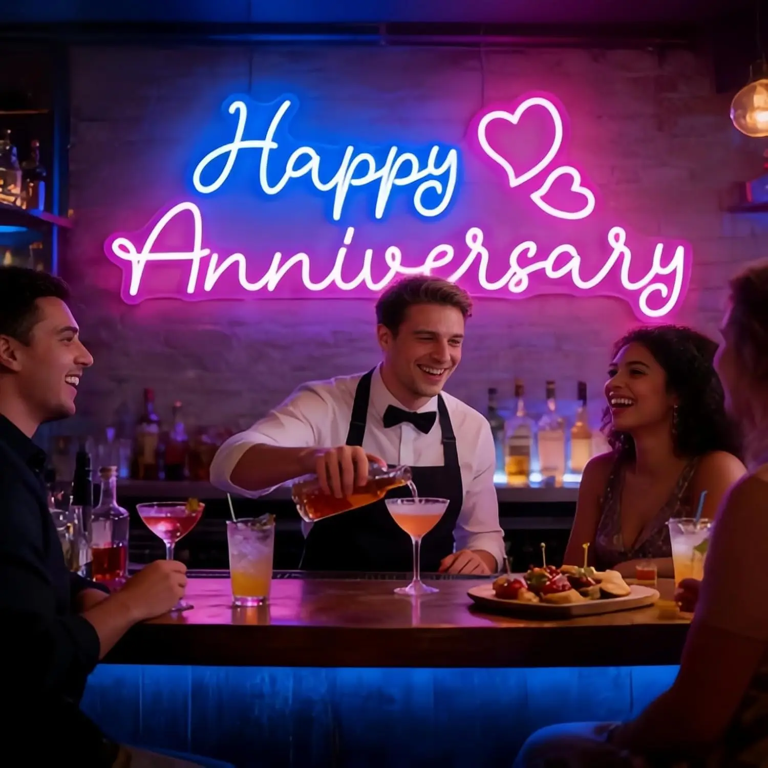 

Happy Anniversary Neon Sign USB Powered LED Light for Wedding Birthday Party Bar Shop Bedroom Aesthetic Decoration Gifts