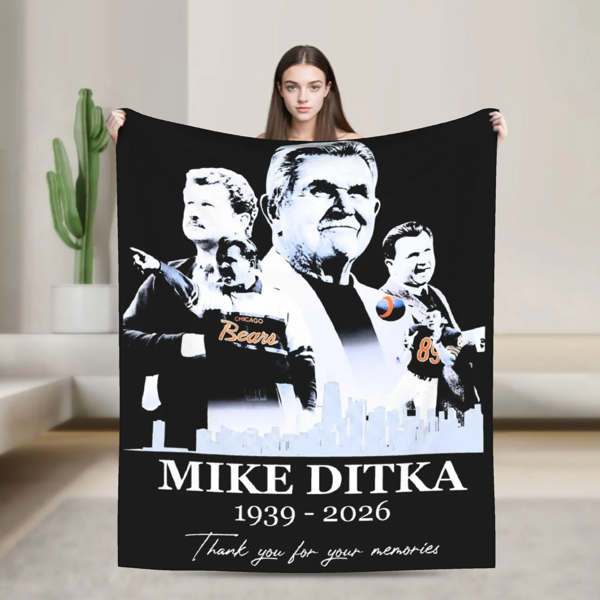 RIP Mike Ditka Blanket Warm Cozy Fluffy  Throw Blankets for Living Room 50x60 Inches Multiple Sizes Throws And Blankets