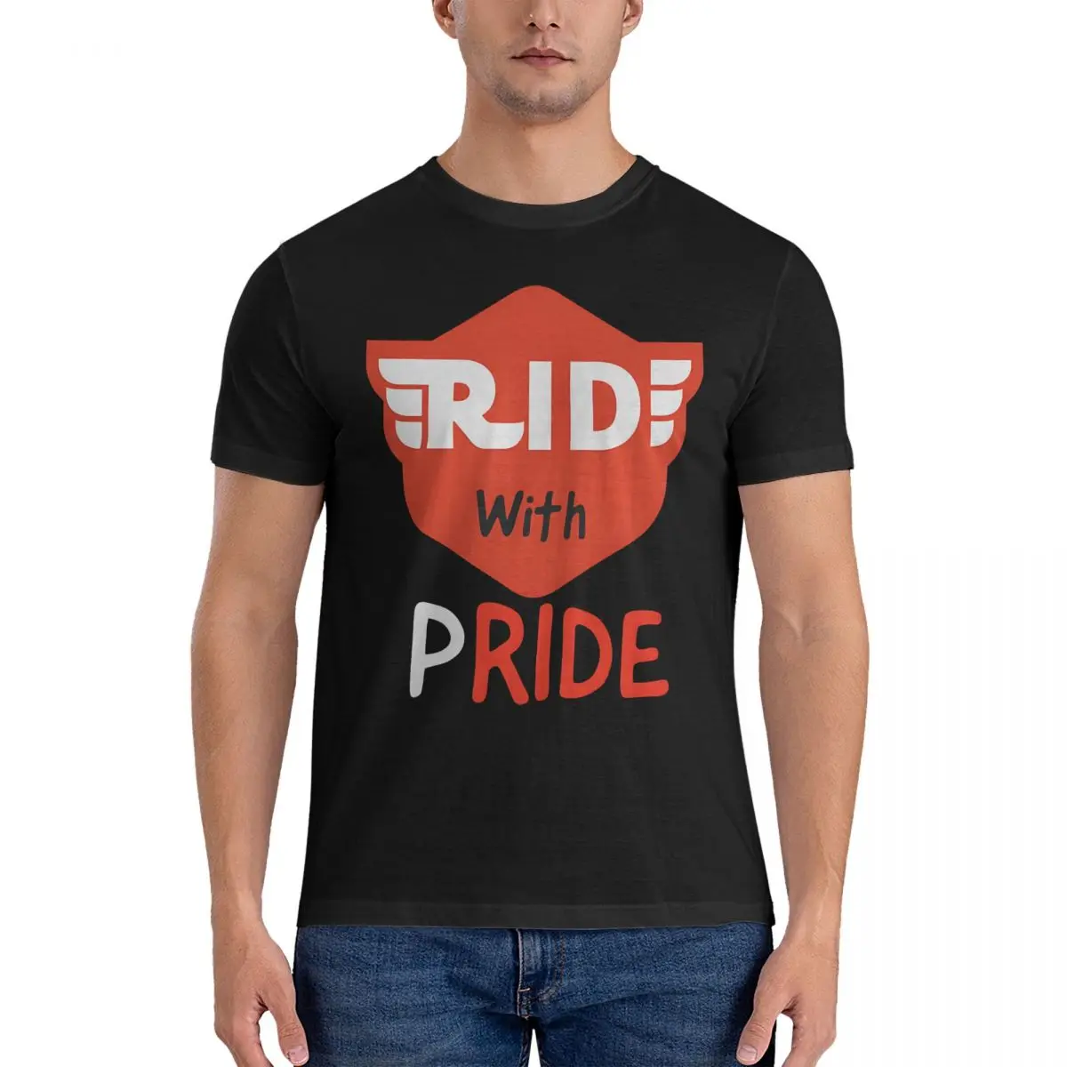 Men T-Shirt Ride With Pride Novelty 100% Cotton Tee Shirt Short Sleeve R-Royal Enfield T Shirts Crewneck Tops 6XL