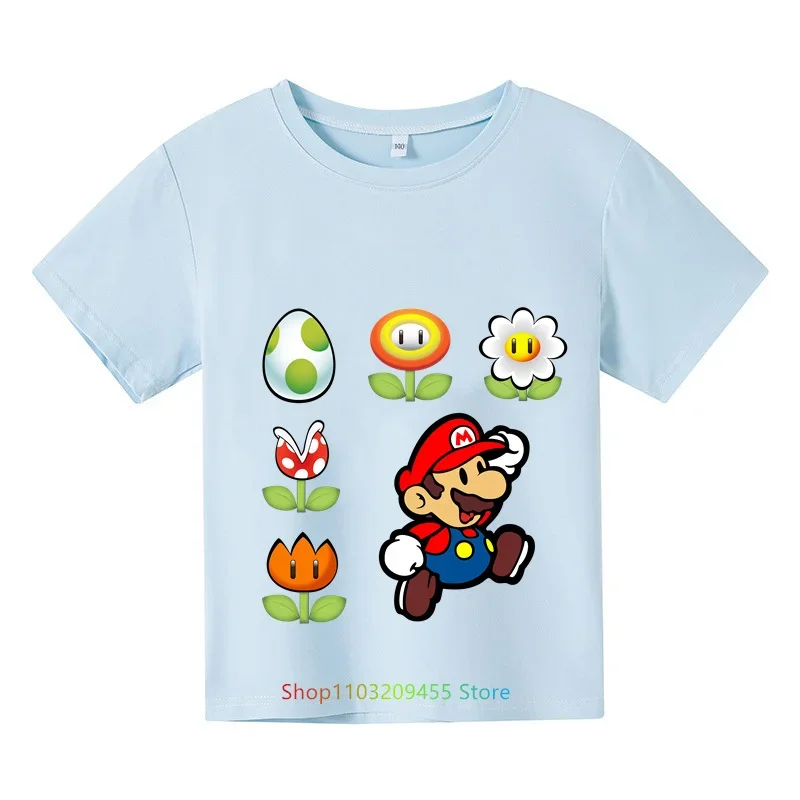 Super Mario Brothers Tshrit Boys' Short Sleeve Fashion Street Cool Mario T-shirt Children's Fashion Mario Brothers Top Summer