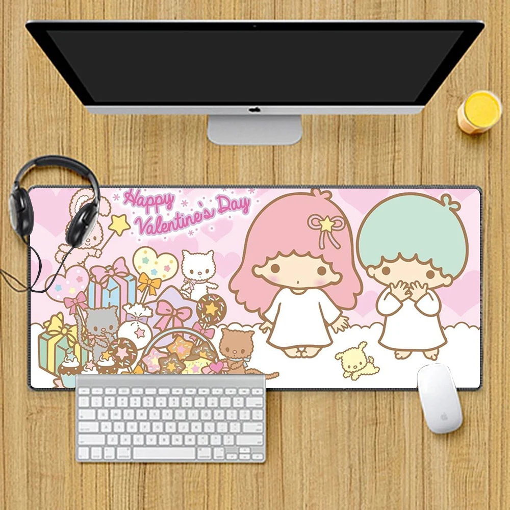 Little Twin Stars Mousepad HD Printing Computer Gamers Locking Edge Non-slip Mouse Pad XXL90x40cm Keyboard PC Desk Pad