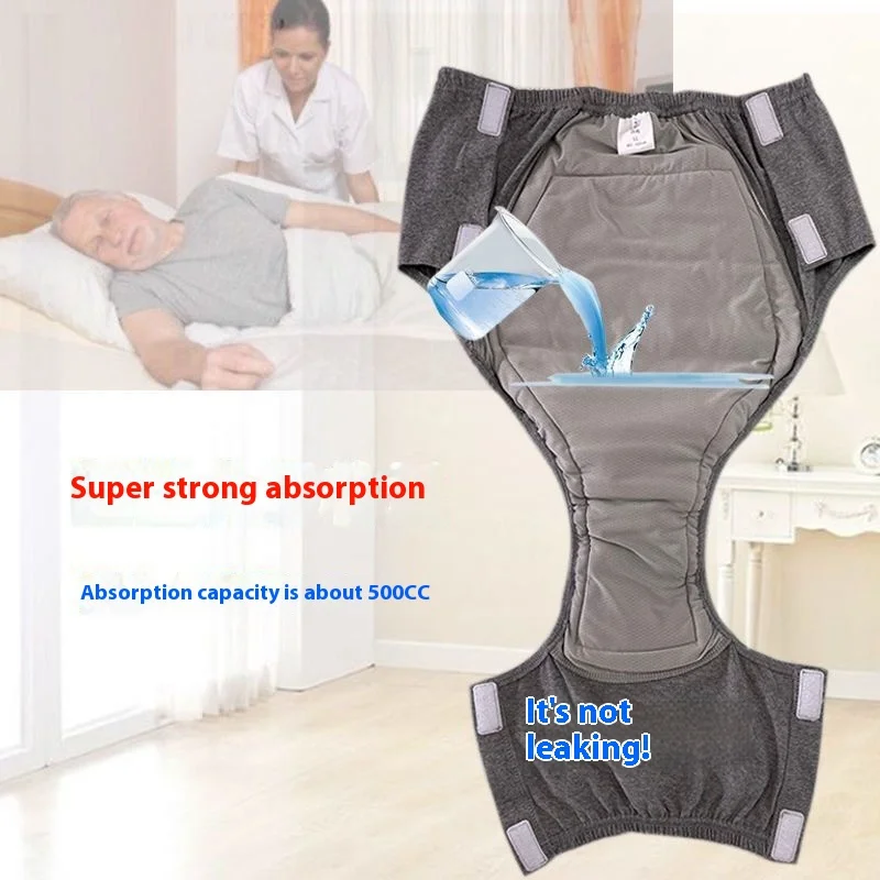 Roupa íntima para incontinência adulta, anti-vazamento, lavável, reutilizável, absorvente, à prova d'água, cuidados acamados, problemas de mobilidade
