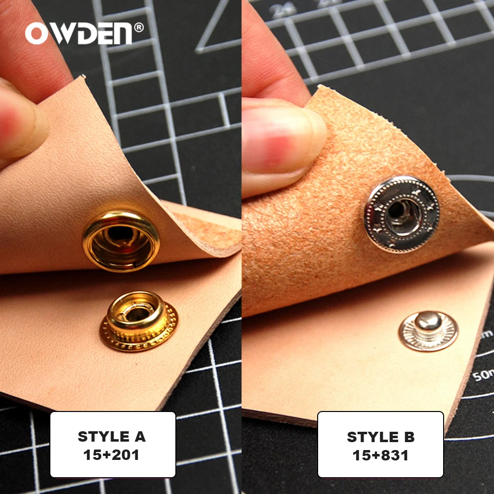 OWDEN 100set 15mm Solid Brass Snap Fasteners Metal Snaps Button Press Studs DIY Leather Craft Tools Sewing Accessories