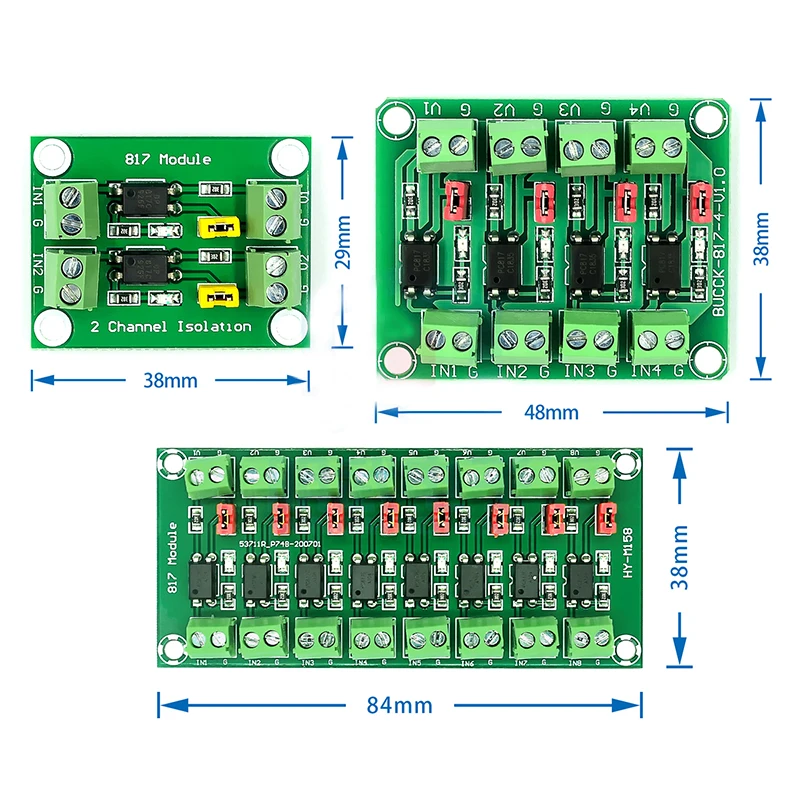 PC817 2 4 8 Channel Optocoupler Isolation Board Voltage Converter Adapter Module 3.6-30V Driver Photoelectric Isolated Module