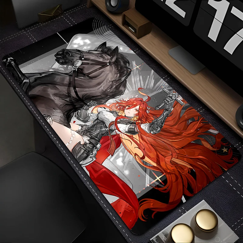 لوحة ماوس للكمبيوتر المحمول خزانة مكتب لوحة المفاتيح الكمبيوتر حصيرة مكتبية G-genhin Impact Mavuika لوحة ماوس كبيرة عالية الدقة غير قابلة للانزلاق وسادة مطاطية ممتدة