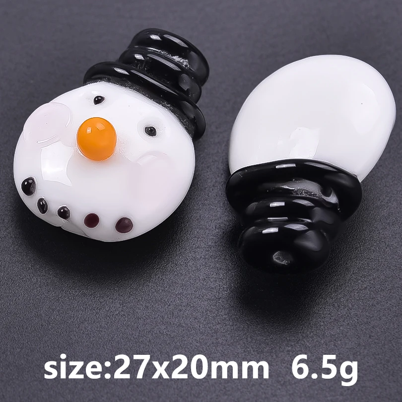 10pcs Christmas Snowman Sense Of Design Handmade Glass Straight Hole Beading For Women Lovely Bead Diy Necklace Bracelet Making