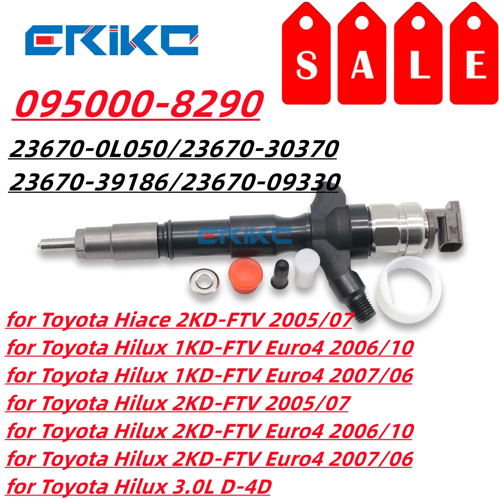 

095000-8290 Форсунка системы питания с общей топливной магистралью DCRI108290 (2367009330), автозапчасти 23670-0L050 для Toyota Hiace Hilux 1KD-2KD-FTV л