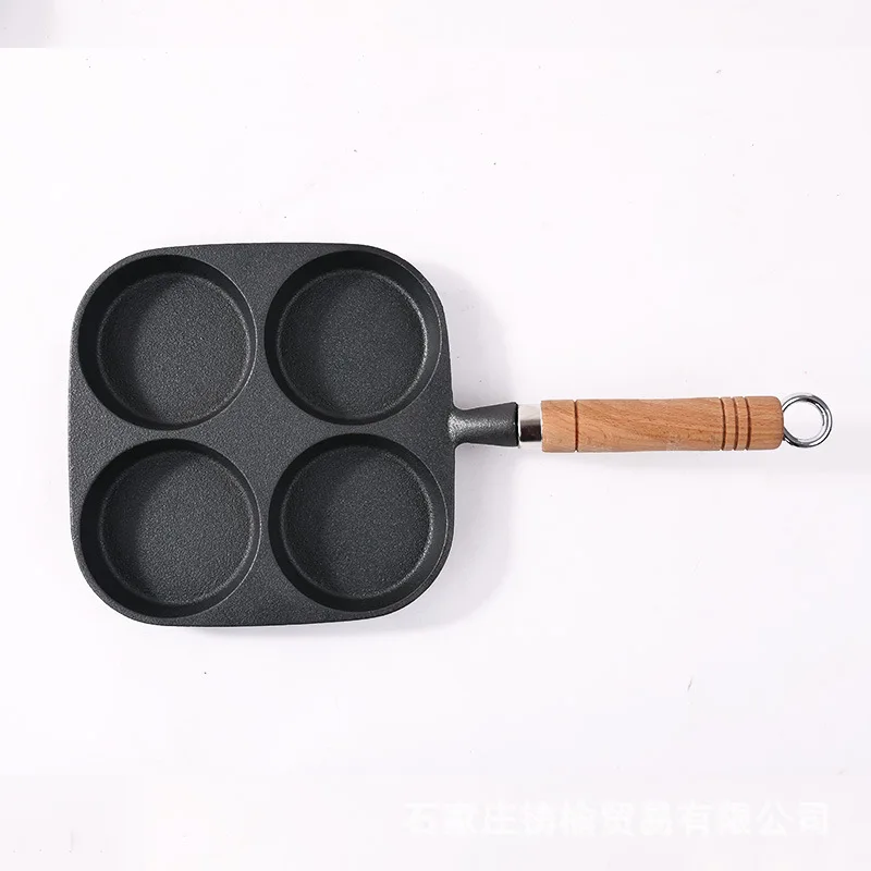 Cast Iron 4 Hole Fried EggSmallPan Home Egg Burger Frying an Perforated Breakfast CakePan EggDumpling PanMold Artifact