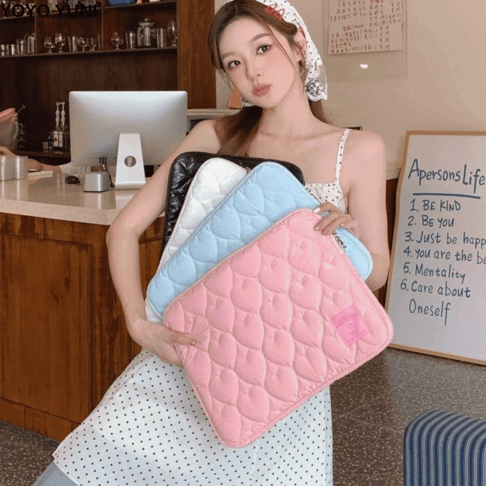 

Портативная сумка для хранения планшета Love Heart, пухлый дизайн, большой вместительный чехол для ноутбука, противоударный чехол для планшета в корейском стиле, дорожная сумка