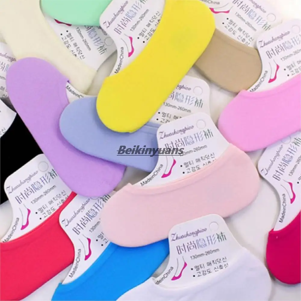 Candy-Colored Magic Socks Women's Hidden Velvet Non-Slip No-Show Sock Adult Children's Silicone Summer Women Ankle Hidden Socks