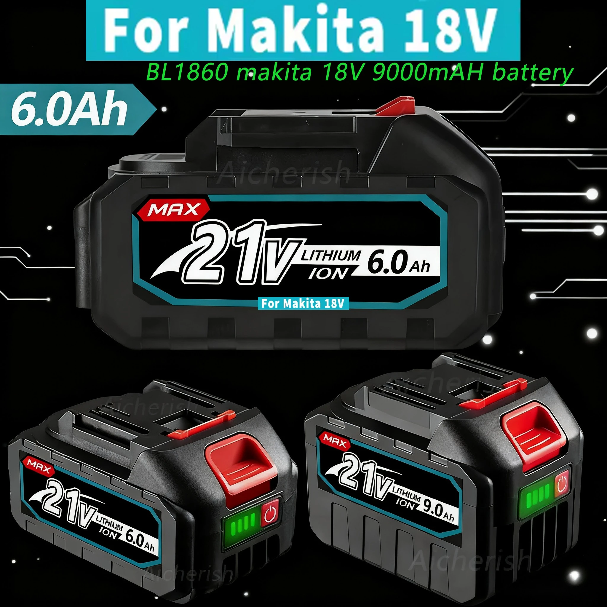 

For Makita Battery, Rechargeable 18V9.0Ah Lithium Battery, Compatible For Makita BL1850 BL1840 BL1840B BL1850B BL1890 Power Tool