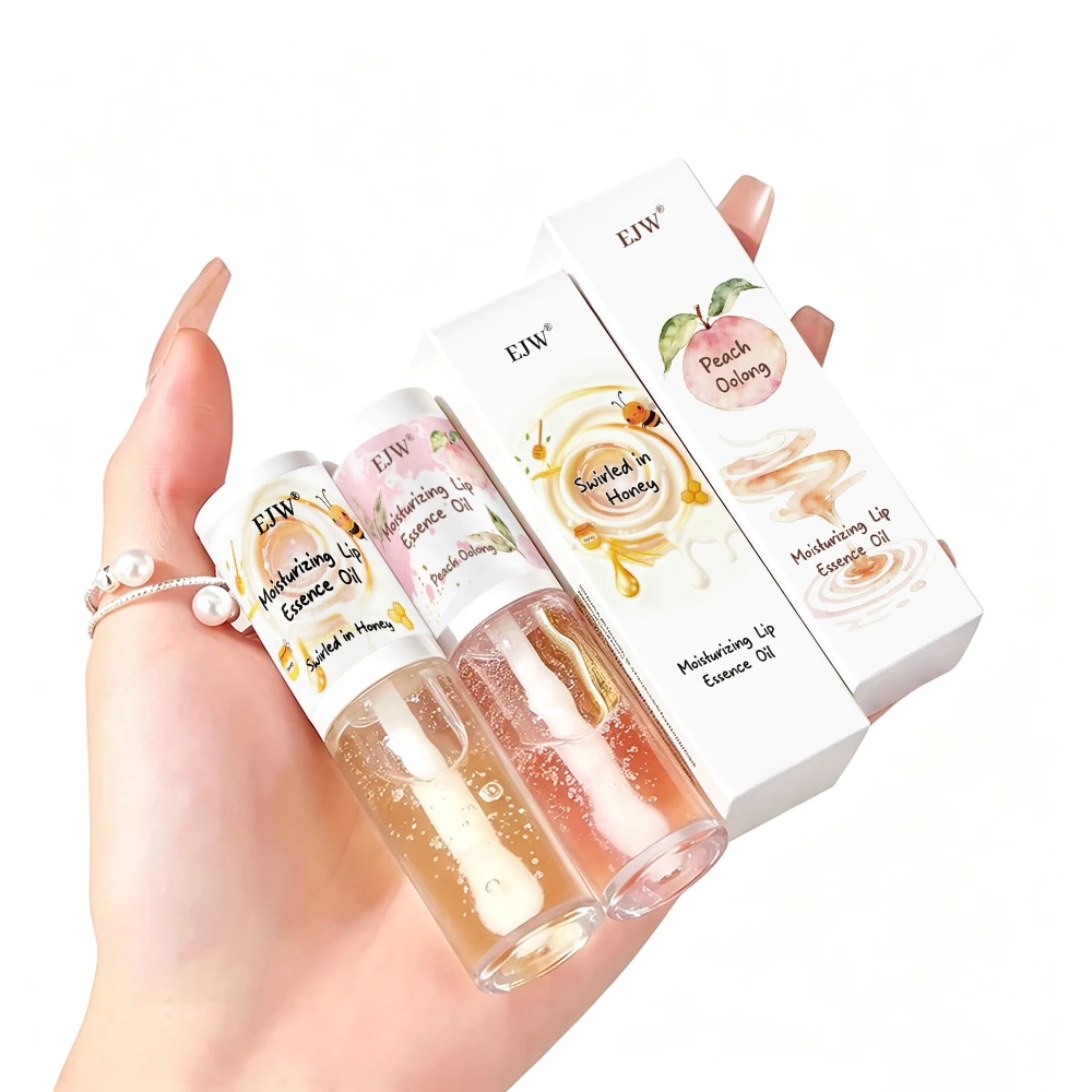 Brillo Labial Humectante, No Pegajoso, Hidratante, de Larga Duración, Bálsamo Labial Líquido Transparente con Sabor a Melocotón, Aceite Hidratante para Labios