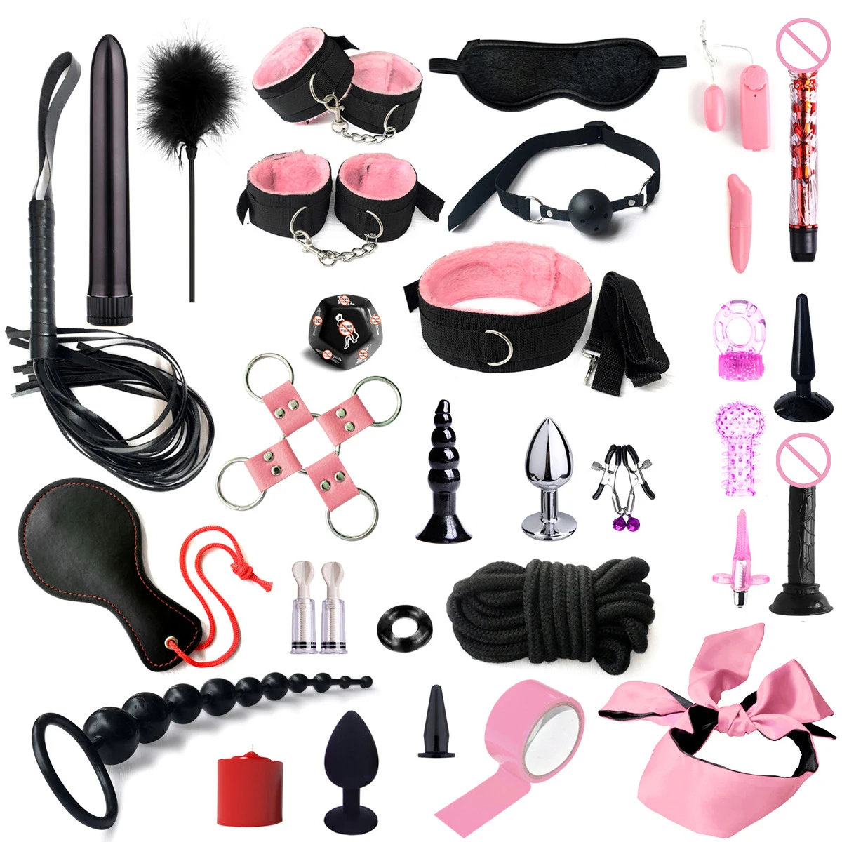 Bdsm Set Kit Speelgoed Seks Handboeien Voor Paar Volwassenen Anale Plug Vibrator Zweep Cock Ring Gag Seksuele Sexy Games Producten Bondage Erotische