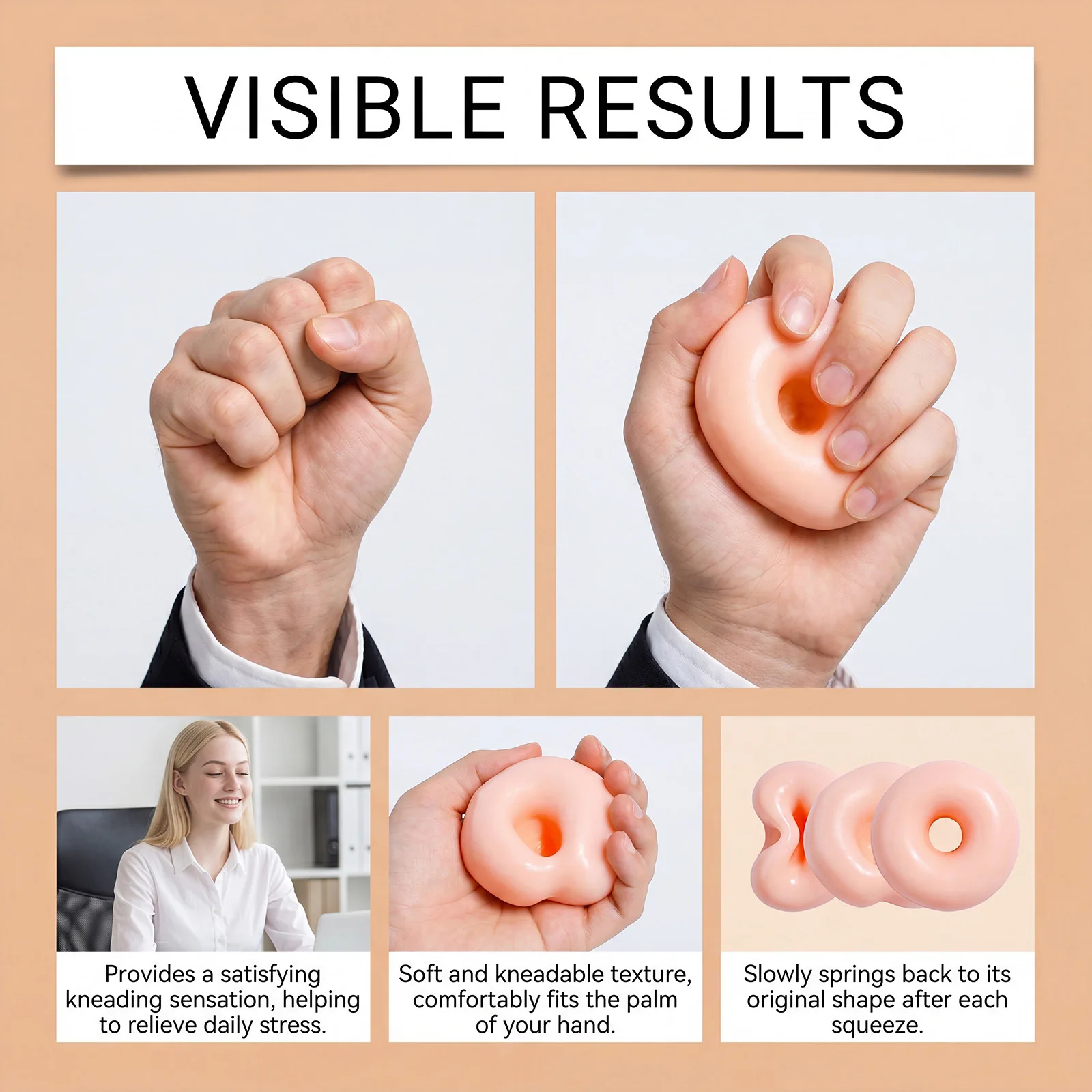 Realistic Mochi-like Texture Stress Ball Squishy Fidget Sensory Toy For Autism Slow Rebound Squeeze Toy For Adult Kids Xmas Gift