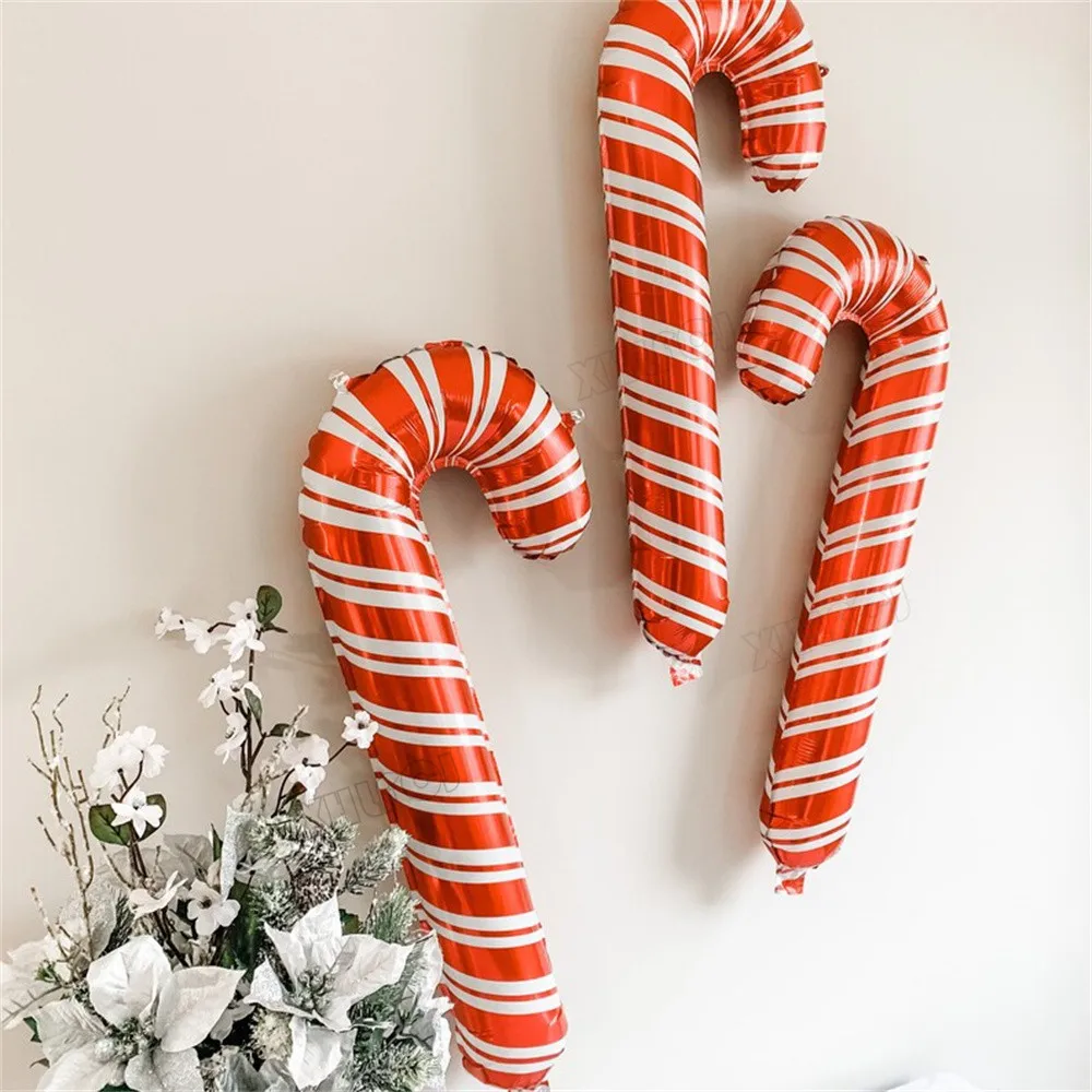 5pcs 32inch Christmas Candy Cane Foil Balloons Santa Claus Crutch Balloon Christmas New Year Party Decoration Xmas Home Decor