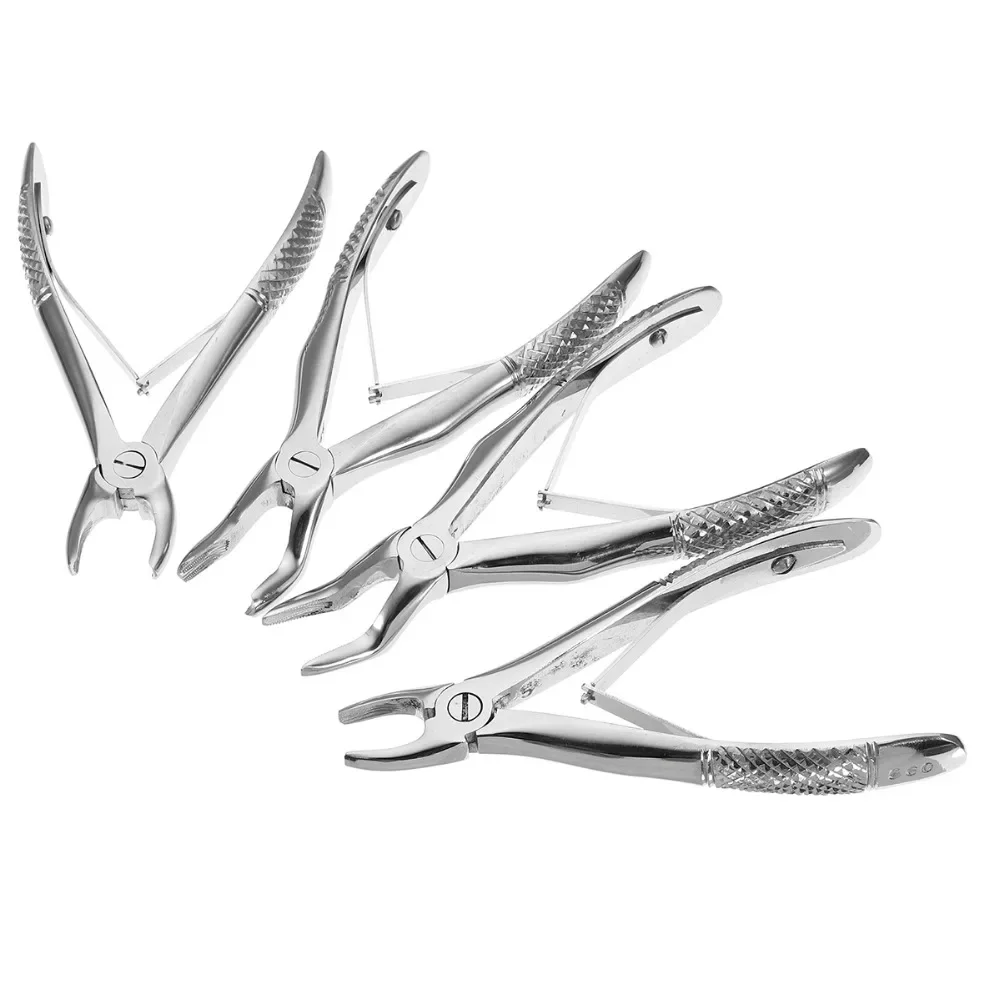10Pcs Adult Children Dentistry Surgical Teeth Extracting Curved Root Lift Elevator Oral Tools Dental Forceps
