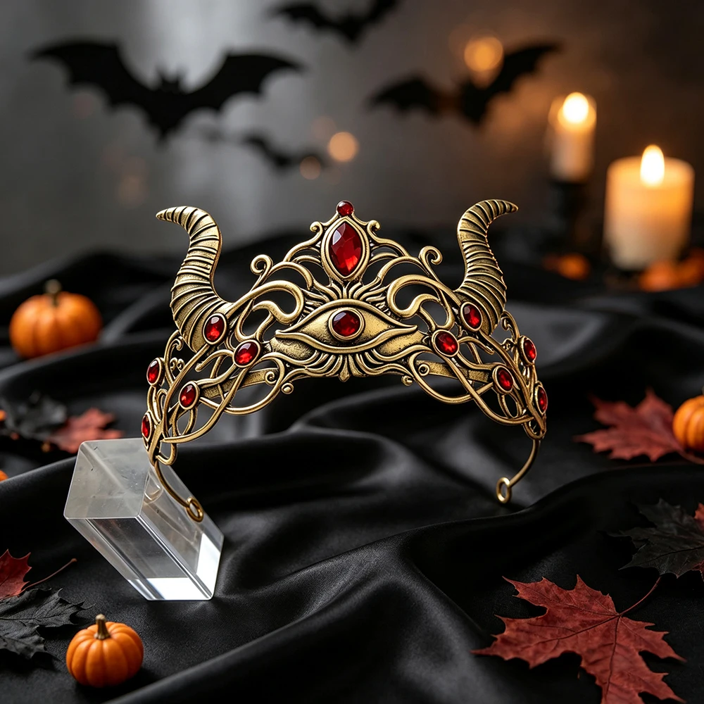 Queen Accessories - Gotische Demonenhoorn Boze Oog Kroon Tiara