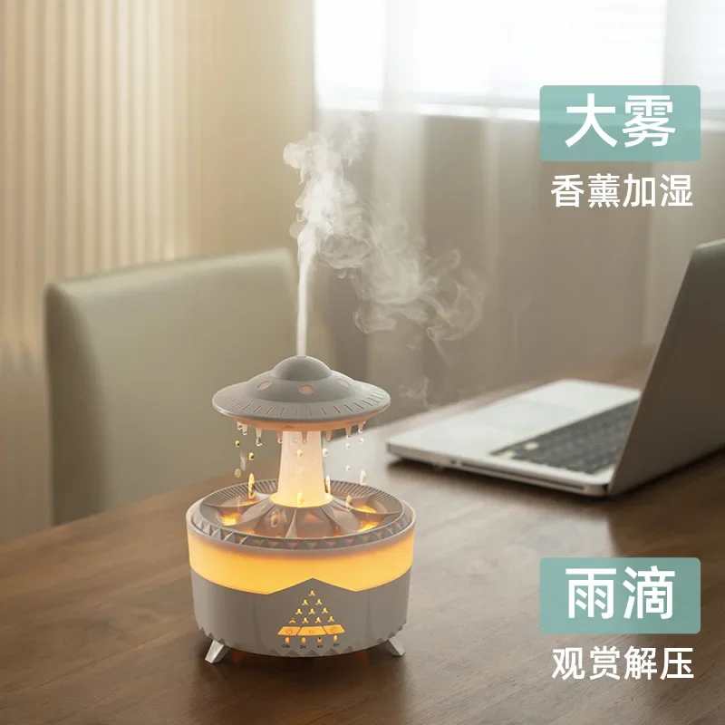 Colorful Raindrop Humidifier Home Night Light Mushroom Desktop Silent Rain Cloud Aromatherapy Machine