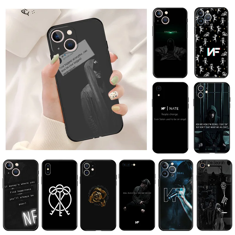 Silicone Black Phone Cases for iphone 16 Pro Max 7 8 14 15 Plus SE XR 11 12 13 Mini 15Pro NF Rapper Soft Cover