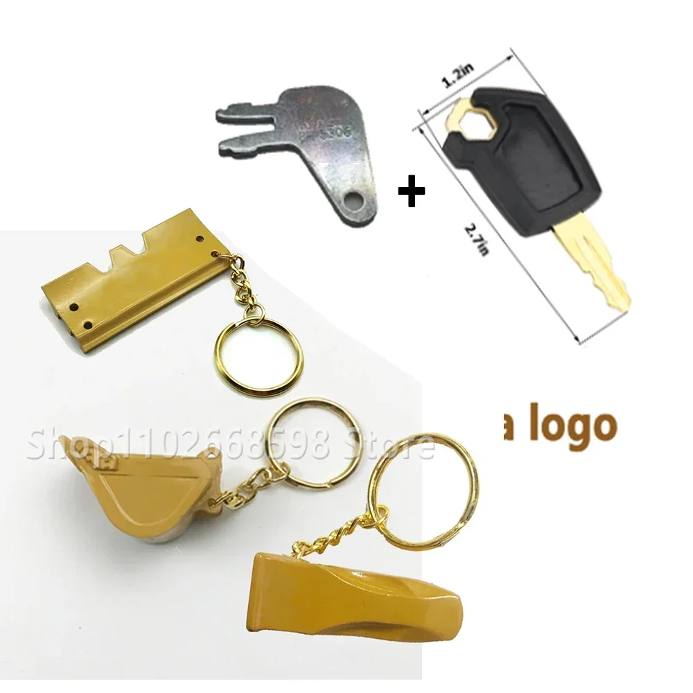 8H5306 5P8500 For Excavator Heavy Equipment Keychain F0002 Ignition Key with Bucket Key Chain