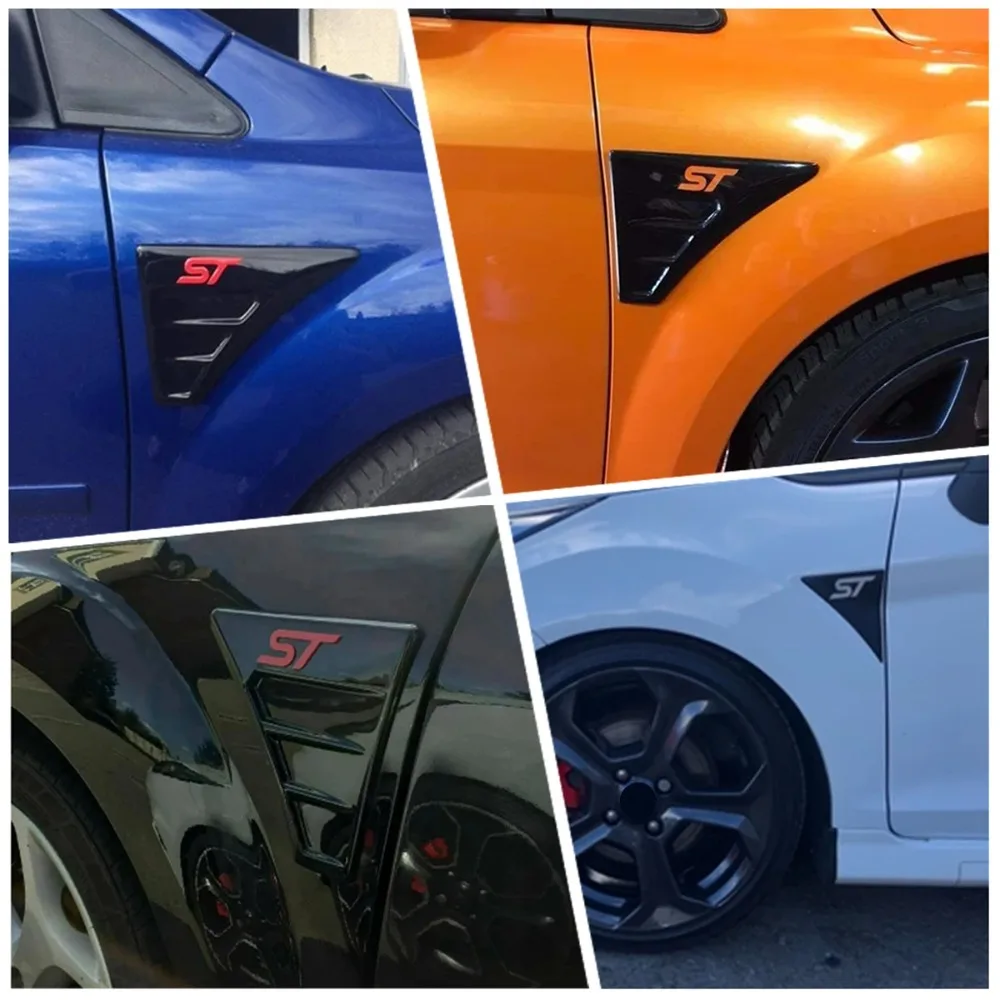 Paar Seitenlüftungsabdeckungen Kotflügel-Flügelverkleidung Abluftgitter Aufkleber-Set für Ford Focus MK2 ST Flügelentlüftungsabdeckungen – Detail 2