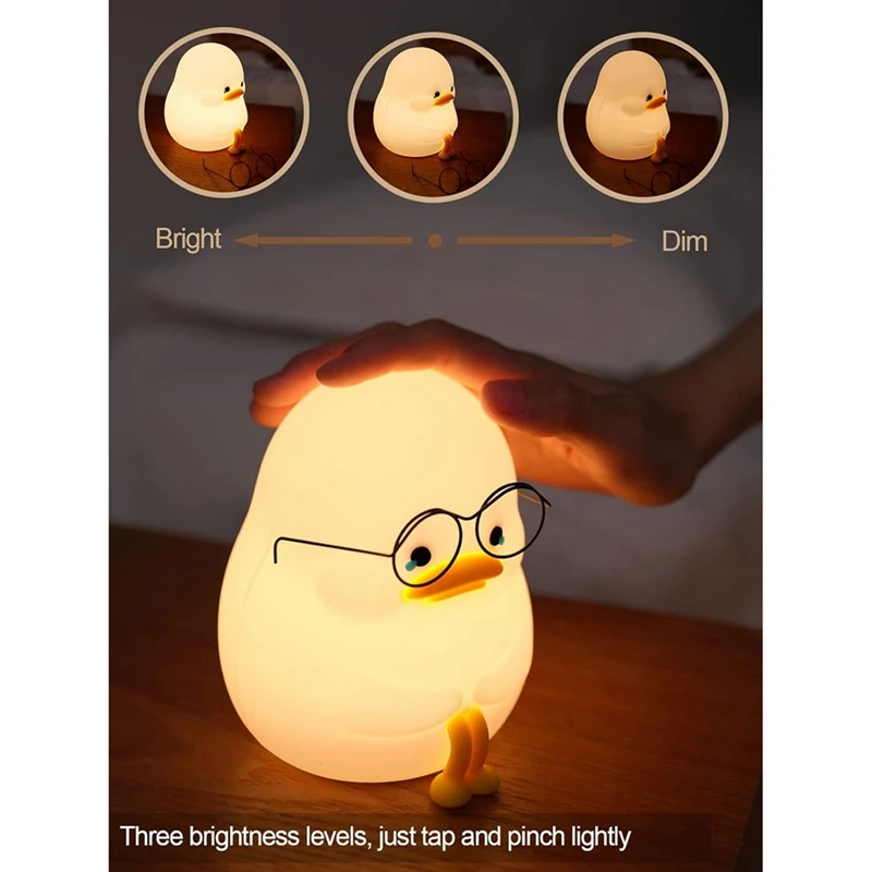 Night Light For Kids - Duck Premium Silicone Lamp, Cute And Dimmable Nightlight For Soothing Bedtime Ambience Durable